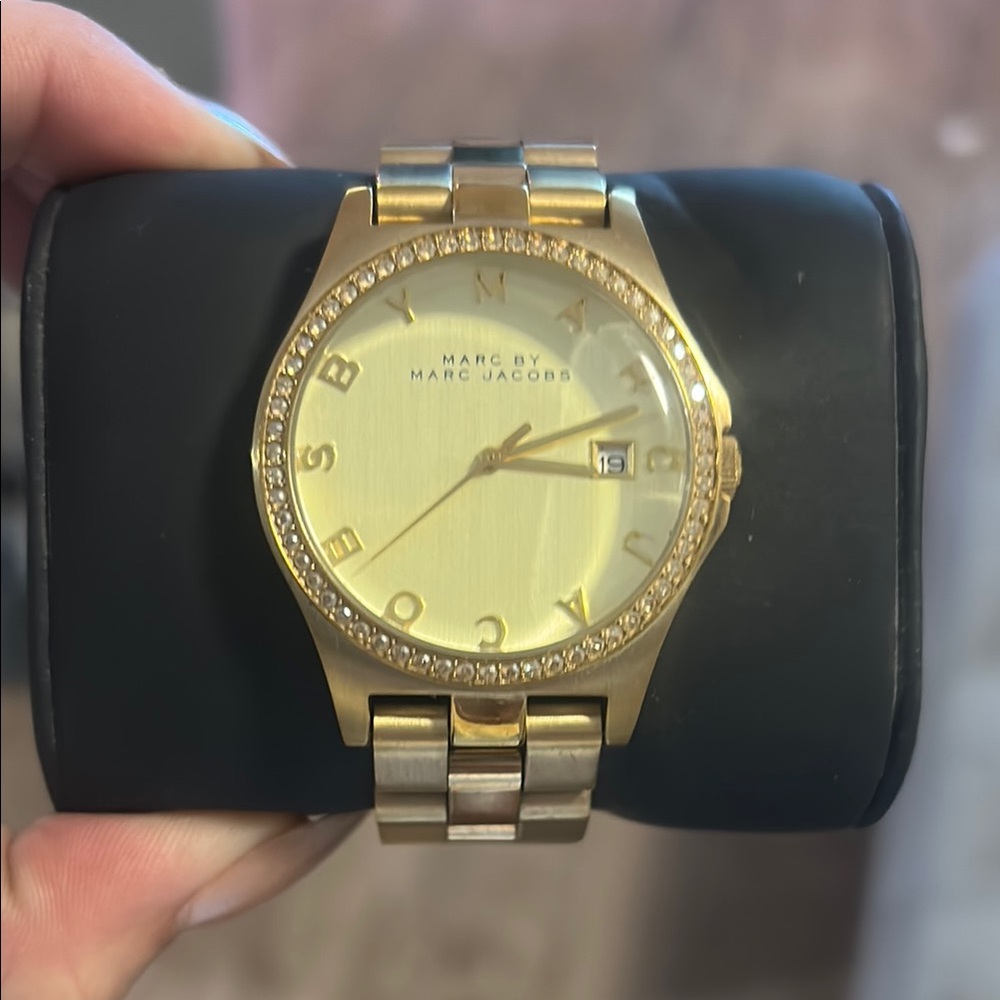 Marc Jacobs Gold Watch with Crystal Accents